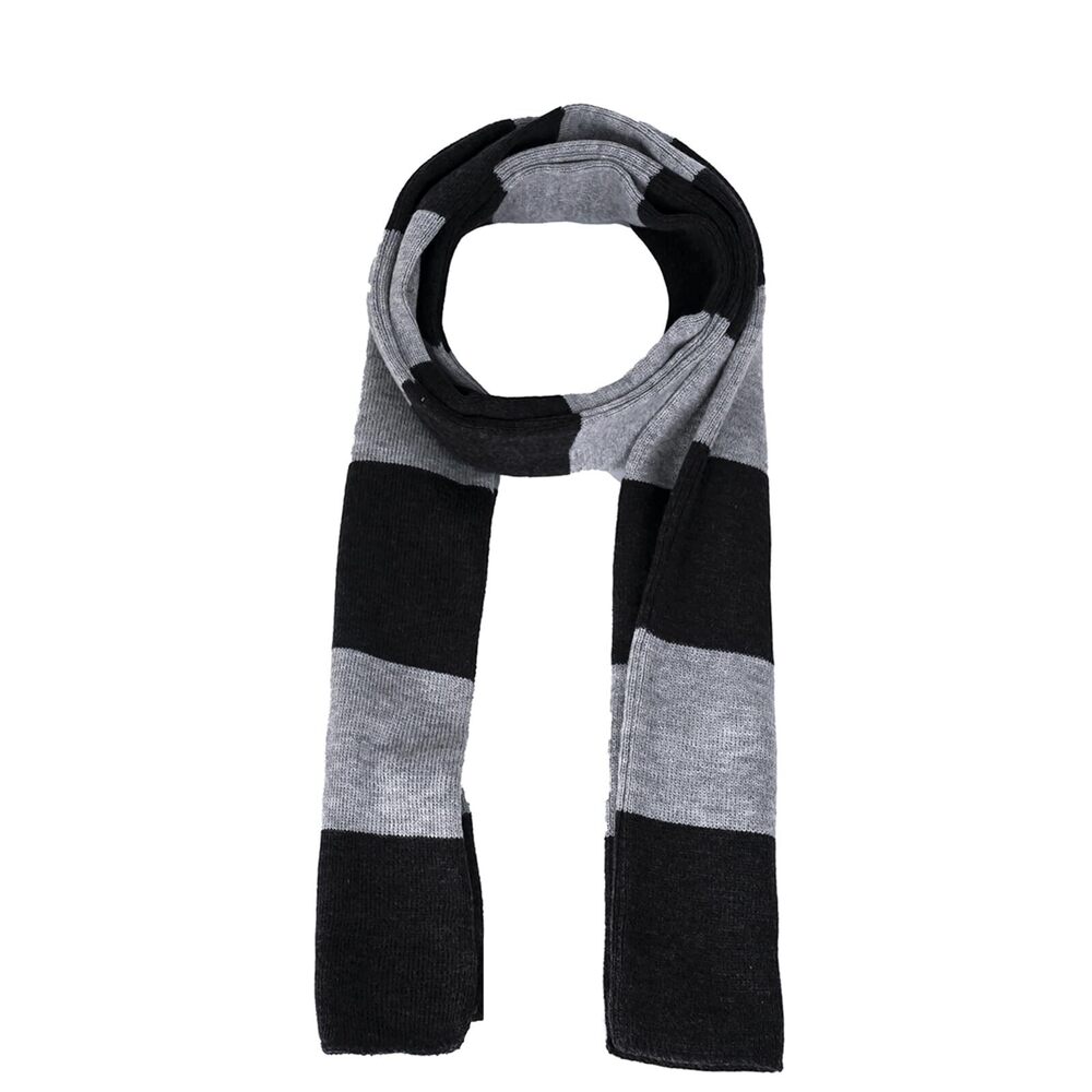 Long Black And Grey Striped Scarf Unisex Winter Halloween Costume Scarf 4481